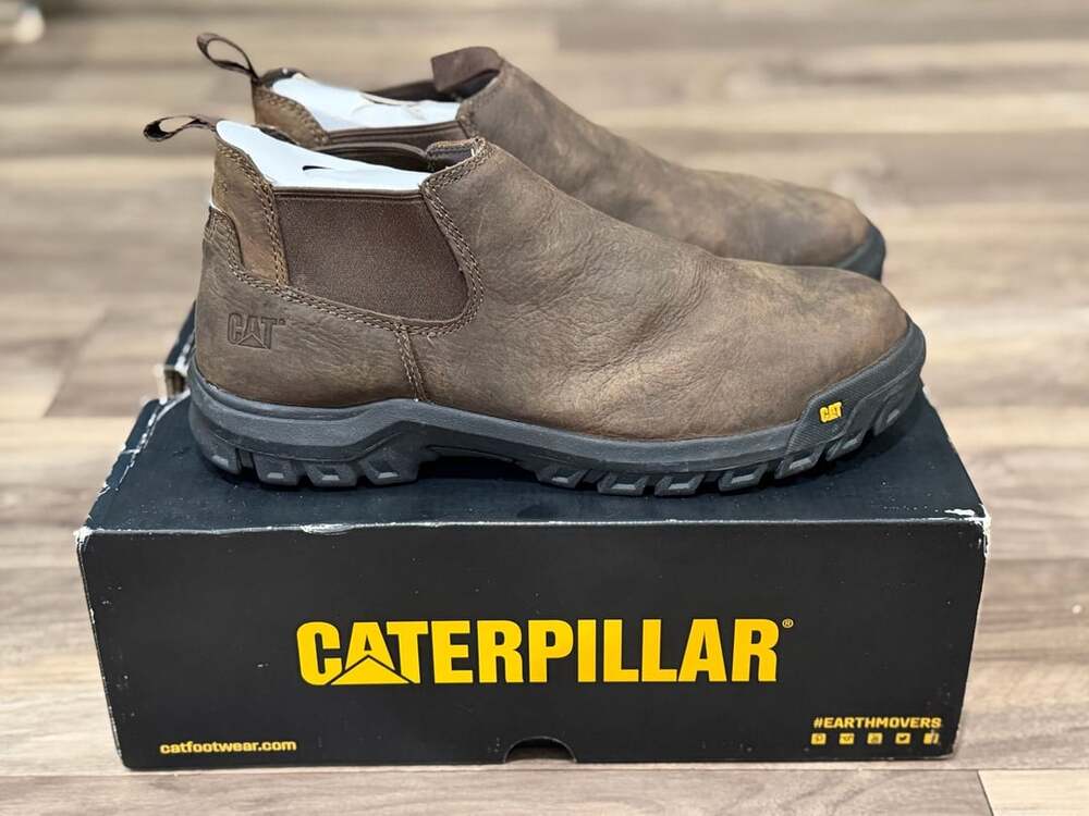 Caterpillar Outline Slip On Steel Toe Work Boots Size 10.5 M Brown